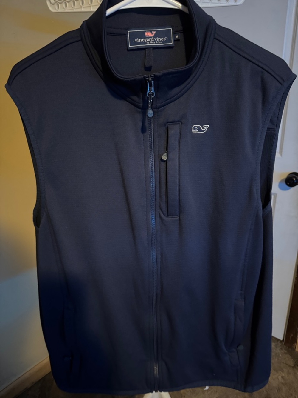 Vineyard Vines Navy Sleeveless Zip-Front Whale Logo Vest